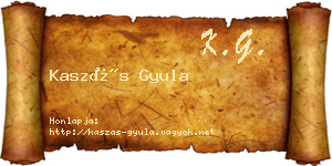 Kaszás Gyula névjegykártya